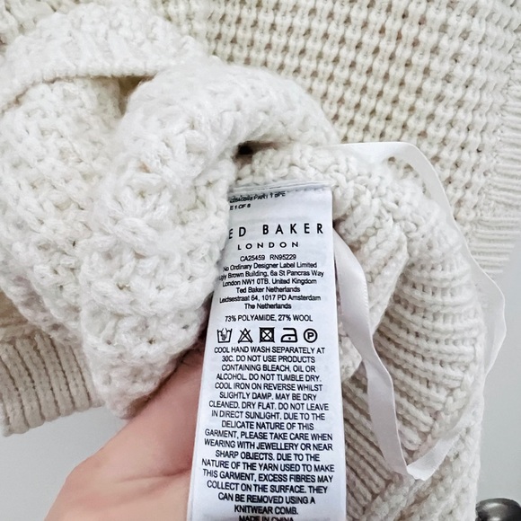 NWOT Ted Baker wool blend ivory knit turtleneck vest - Picture 6 of 6